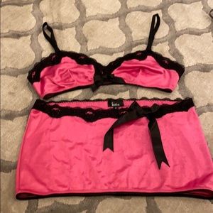 Kaia hot pink lingerie bra top & Skirt - sz medium